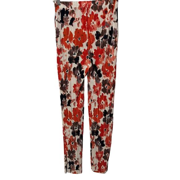 ERIC SIGNATURE HI-RISE, PULL-ON, PLEATED PANTS, WOMENS, M, ORANGE MULTI FLORAL - Picture 4 of 10